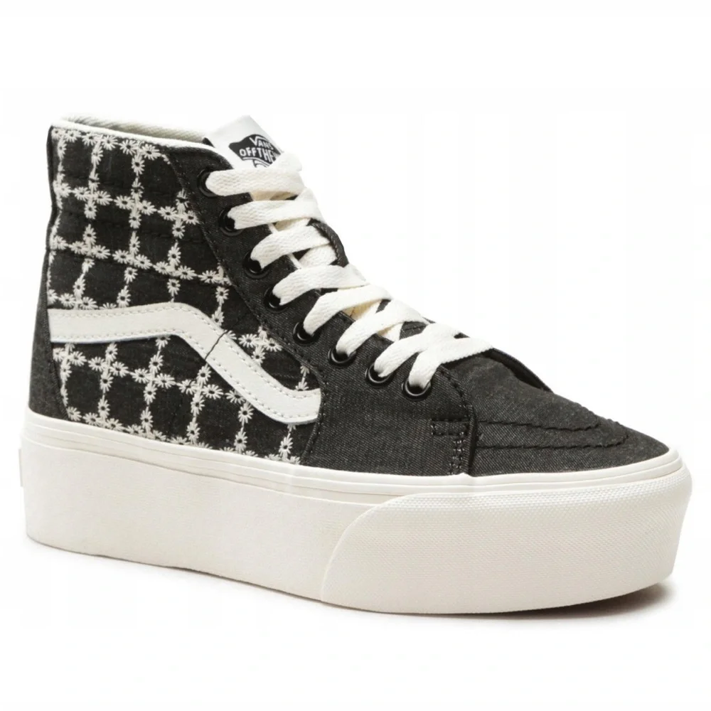 Vans Women's Black and White Patterned High-Tops